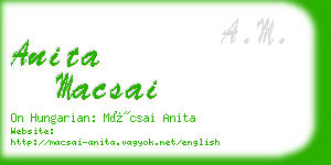 anita macsai business card